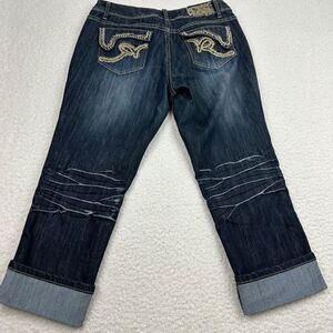 Rocawear Jeans Women's‎ 11 Cuffed Cropped (30X23) Gold Studded Embellished Dark